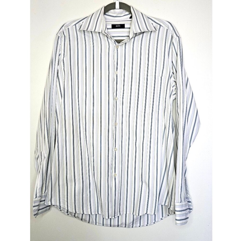 Hugo Boss 100% Cotton Long Sleeve Button Up Dress Shirt 15.5 34/35